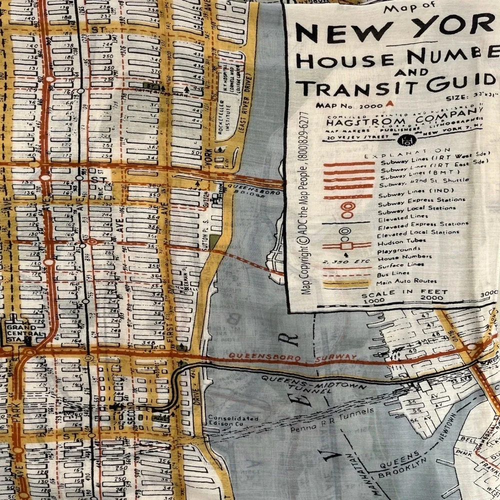 One Hundred Stars Scarf Wrap Womens New York City Subway Street Map Lightweight